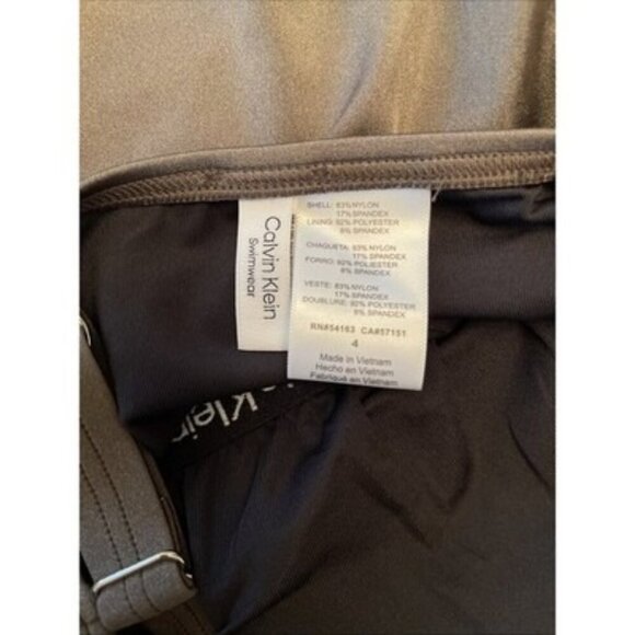 Calvin Klein Bronze Pleated Ruched-Panel One Piece Swimsuit Size 4 NWT $79 - Picture 4 of 5